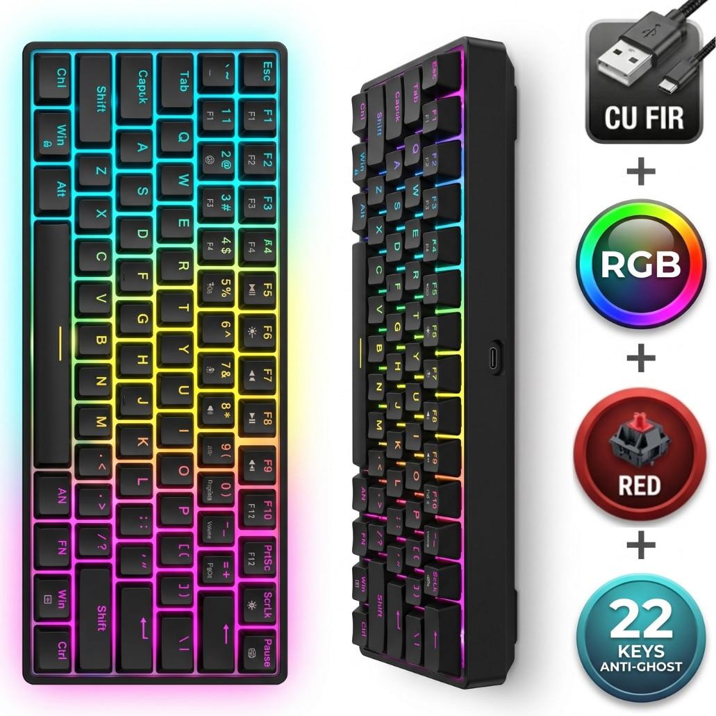 Tastatură Mecanică NETSTAT, Cu Fir, Neagră
