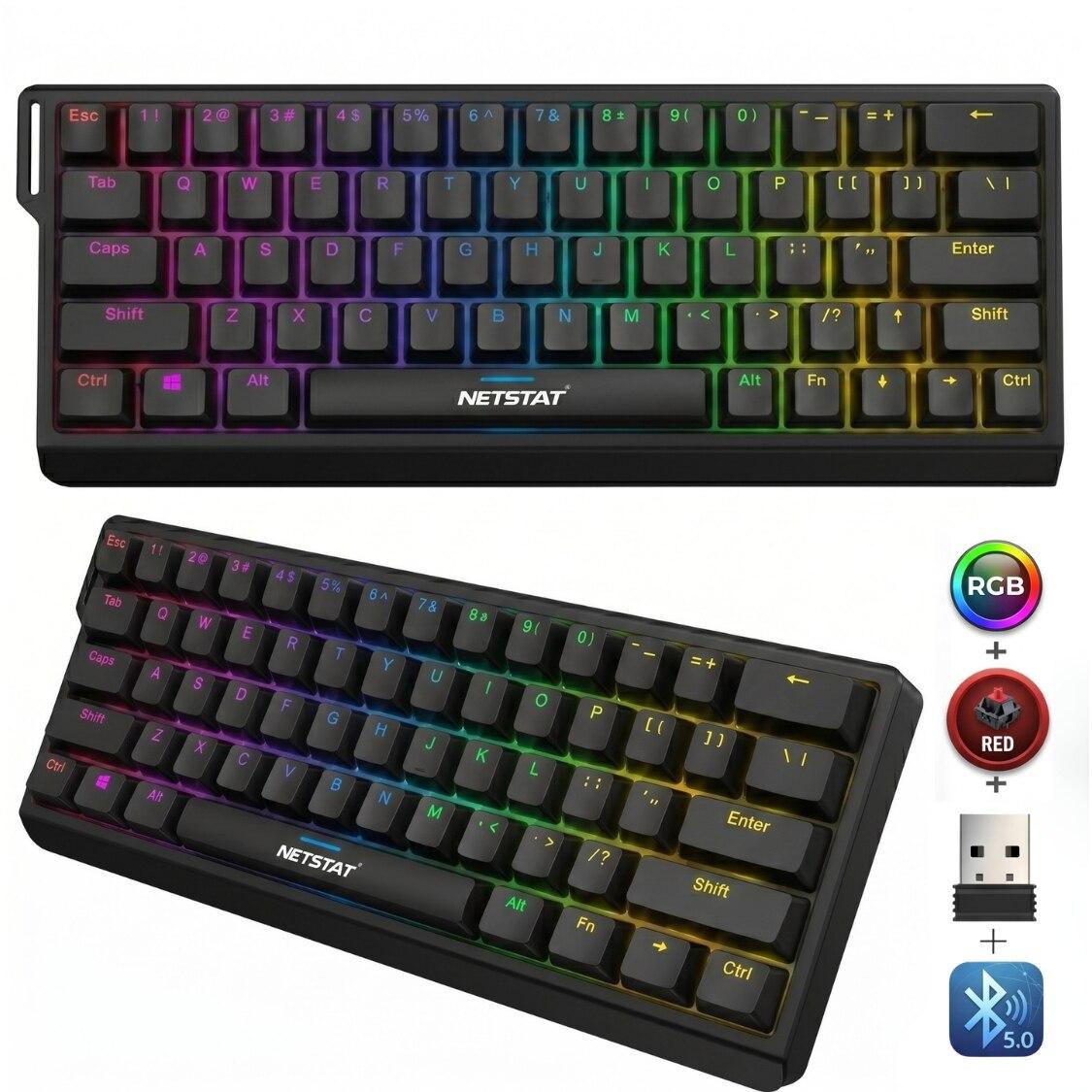 Tastatură Mecanică NETSTAT, Wireless, Neagră